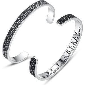image:imageTONY amp SANDY Inspirational Bracelets for Women Teen Girls Personalized Gifts for Daughter Granddaughter Mom Sister Friends Stainless Steel Engraved Cuff Birthday Easter ChristmasA  Be fearless  Celtic Knot