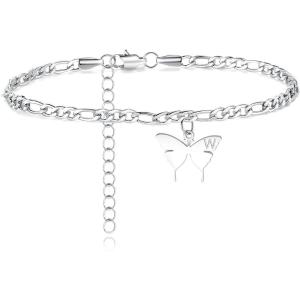 image:imageTONY amp SANDY Ankle Bracelets for Women  Initial Butterfly Anklet for Women Stainless Steel Figaro Chain Summer Beach Waterproof Foot Jewelry Gifts GoldSilverW  Silver