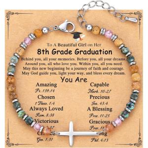 image:imageTONY amp SANDY Graduation Gifts for Her 2026 Graduation Decorations Cross Bracelets for Women Girls Middle High School College Graduates With Graduation Cap Box and Meaningful Cards8th Grade